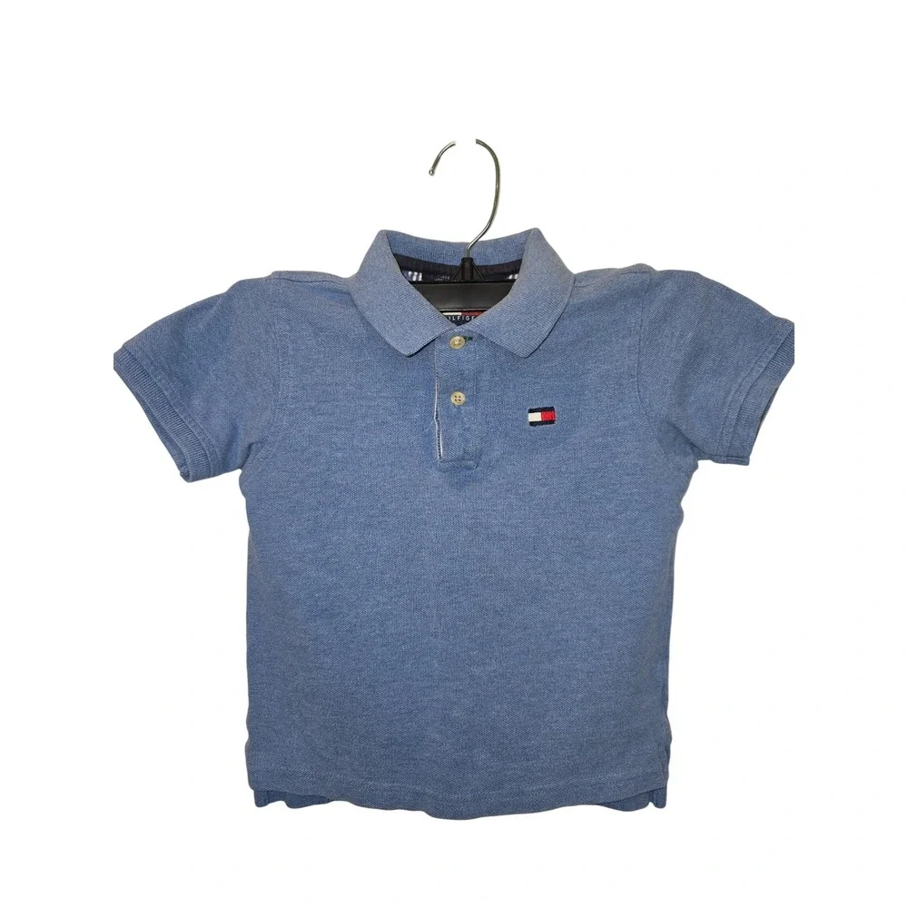 Tommy Hilfiger Boys Blue Short Sleeve Pique‎ Polo Shirt Size 3T Logo Cotton